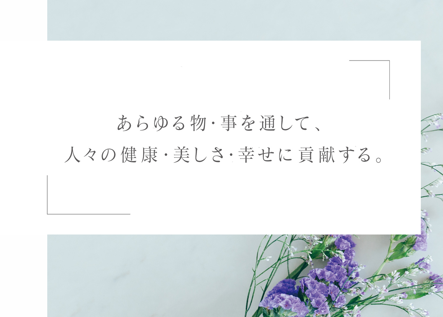 あらゆる物・事を通して、人々の健康・美しさ・幸せに貢献する。
