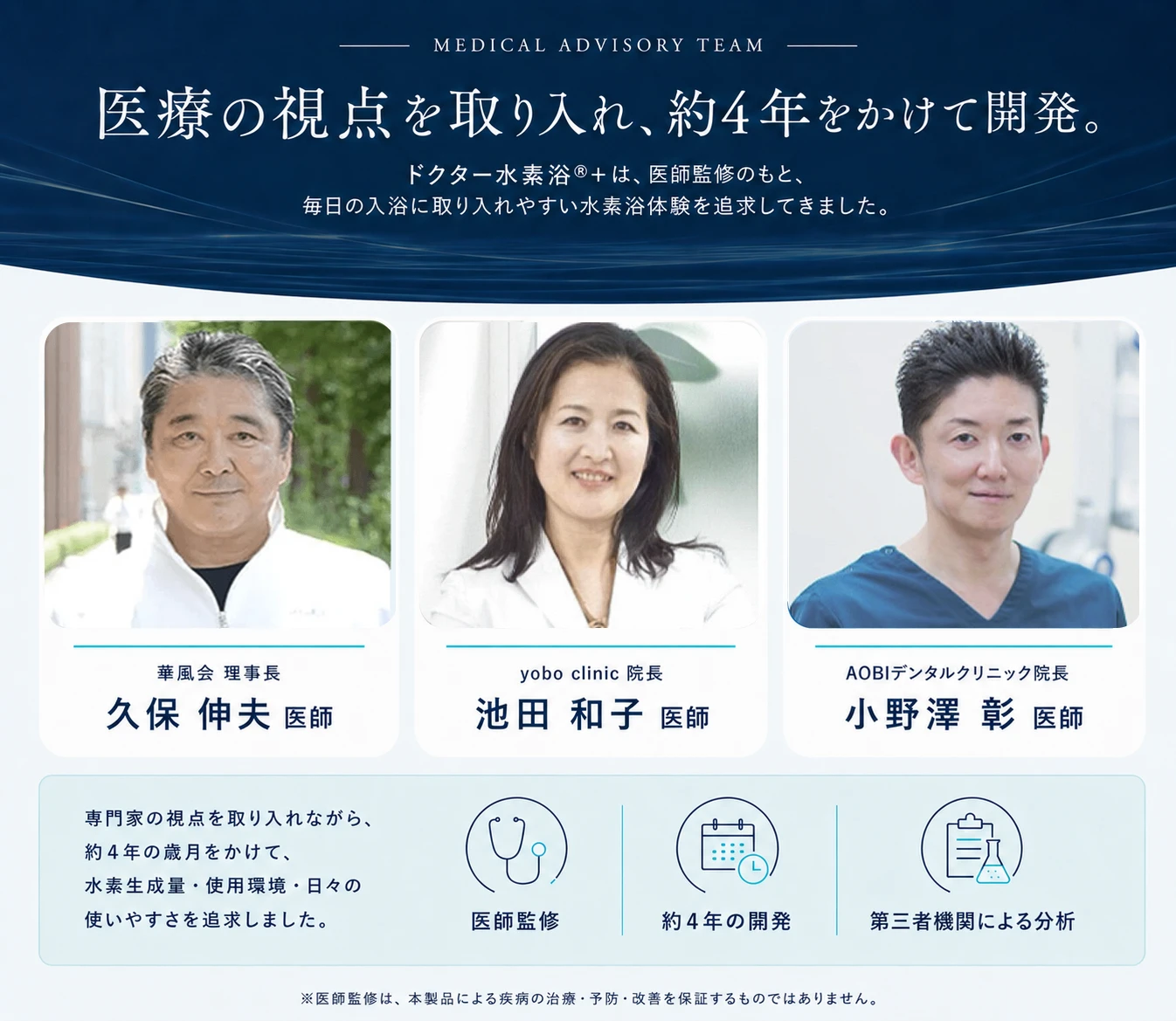 ドクター水素浴®+の医療アドバイザリーチーム