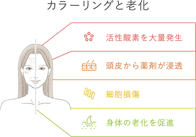 カラーリングと老化の関係図