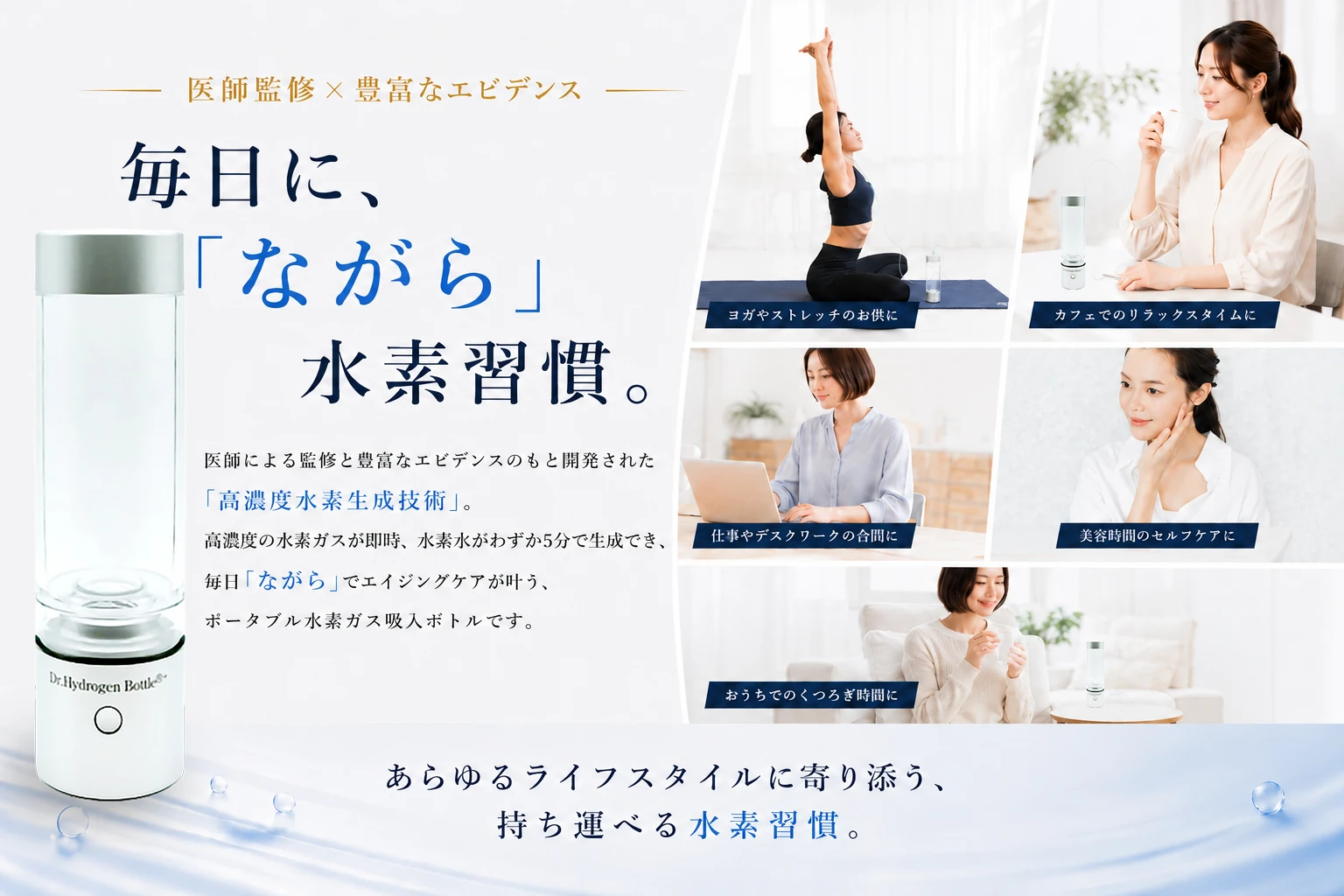 Dr.水素ボトル+を毎日の健康習慣に取り入れる使用イメージ